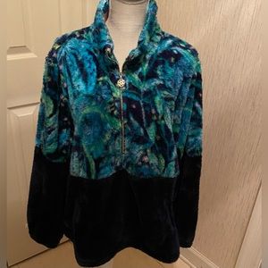 REDUCED Lilly Pulitzer NWT Keala Sherpa Popover inNavy Catty Purrsonality XXL